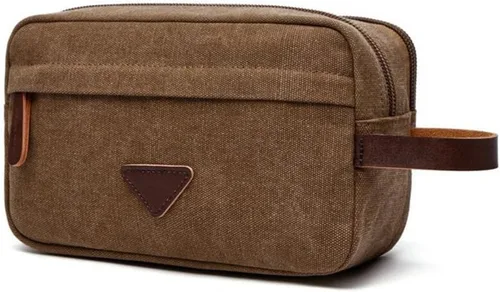 Vista 13 de Tumecos Neceser de cuero encerado para hombre, kit de afeitado, accesorios de viaje, bolsa organizadora