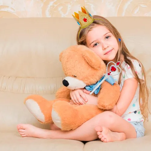 Vista 4 de Kit de accesorios de corona de melocotón de princesa de 5 piezas para niñas, suministros de disfraces de princesa melocotón, suministros