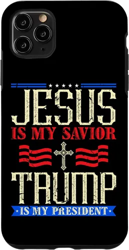 Vista 4 de iPhone 12 mini Jesús Is My Saviour Trump Is My President Pro Trump Estuche de regalo