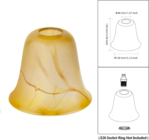 Vista 7 de Pantalla de cristal ámbar de grietas, accesorio de iluminación, pantalla de repuesto con ajuste de apertura de 1-5/8 pulgadas