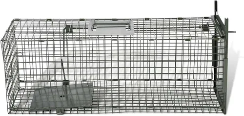 Vista 4 de Tidyard Live Animal Trap, Foldable Handle One-Door Humane Wildlife Cage Trap 80x25x25 cm Steel Wire Mesh with 2.54 cm Mesh for Rats Squirrels