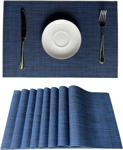 Vista 11 de WAZAIGUR Juego de 4 manteles individuales para mesa de comedor, resistentes al calor, lavables, manteles individuales de vinilo tejido, fáciles