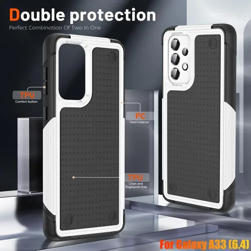 Vista 5 de Funda resistente para Samsung Galaxy A33 (5G) de 6.4 pulgadas, 4 esquinas con bolsas de aire [protección contra caídas de 12 pies], agarre
