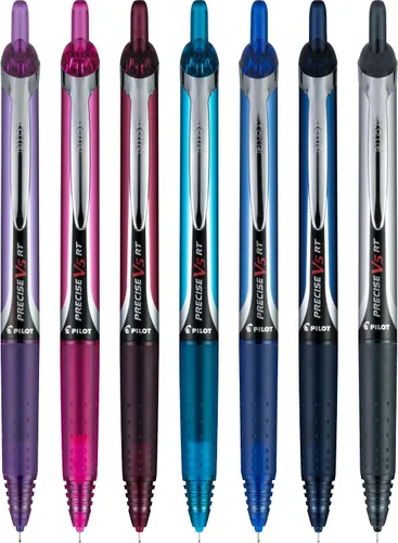 Vista 5 de PILOT Pen 26095 Precise V5 RT - Bolígrafos de punta rodante recargables y retráctiles, punta extrafina (0.02 in), colores surtidos, 7