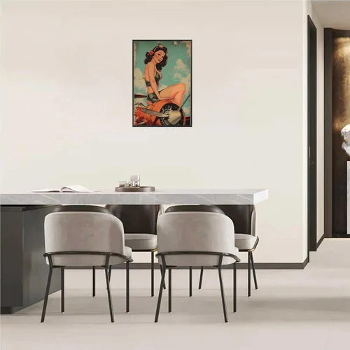 Vista 7 de Póster vintage de la niña piloto sexy de los años 50, arte de pared, arte retro de mediados de siglo, nostalgia estética, impresiones estéticas