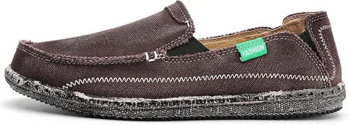 Vista 3 de JAMONWU Zapatos de lona para hombre sin cordones antideslizantes informales planos para exteriores mocasines casuales