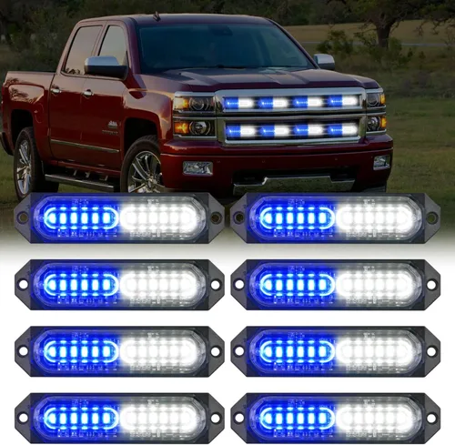 Vista 18 de Nilight 8 luces estroboscópicas LED con controlador 12 V 24 V función de sincronización verde luz de advertencia de peligro de emergencia 12 24 LED