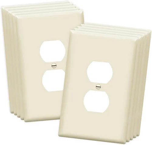 Vista 80 de ENERLITES Placa de pared dúplex para tomacorriente para receptáculos, cubierta de toma de corriente eléctrica jumbo, acabado brillante, de gran Negro
