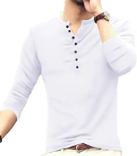 Vista 6 de YTD Camiseta básica Henley de manga larga para hombre