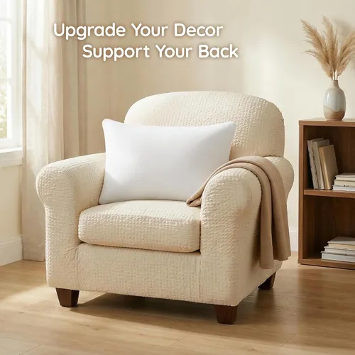 Vista 5 de AM AEROMAX - Cojín de espuma viscoelástica de 12 x 20 pulgadas, rectangular, color blanco Decora la cama/sofá/sofá La forma lumbar llena