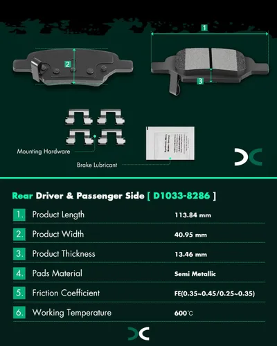 Vista 7 de SCITOO Rotores de freno sólidos traseros de 10.63 pulgadas + pastillas de freno de cerámica de repuesto para Chevy Cobalt, Malibu, HHR, Pontiac G5