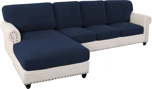 Vista 22 de Fundas elásticas para cojines de sofá seccional para sofá seccional izquierdo y derecho en forma de L, juego de 6 piezas para sofás seccionales