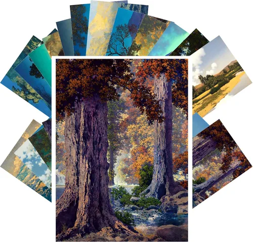 Vista 4 de PIXILUV Postales vintage 24 piezas de paisajes de campo de invierno vintage arte de Navidad Azul