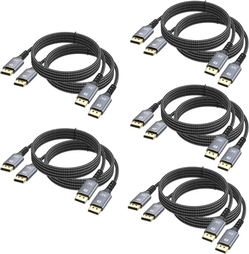 Vista 7 de Cable DisplayPort de 1 pie, paquete de 10 unidades, puerto de pantalla corta (DP) a cable DP de 1 pie [1440P @144 Hz, V1.2 ]