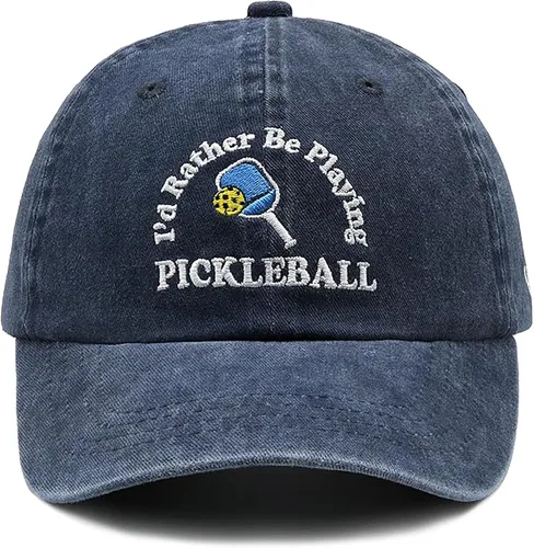 Vista 6 de Sombrero de pickleball, regalo de pickleball para hombres y mujeres, gorra de béisbol bordada ajustable con la frase "I'd Rather Be Playing