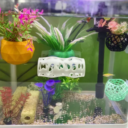 Vista 6 de Soporte para plantas de acuario con ventosas, maceta colgante para plantas acuáticas, decoración de peceras y herramienta de cultivo (negro)