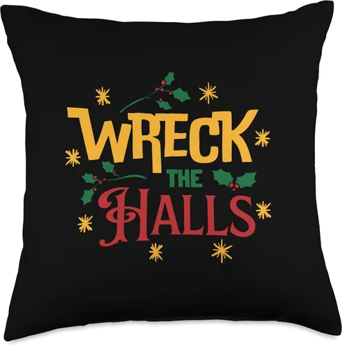 Vista 4 de jovy fits Wreck Funny Christmas Deck The Halls - Almohada para niños, 16 x 16 pulgadas, multicolor