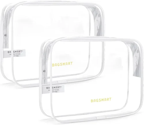 Vista 23 de BAGSMART Neceser transparente con asa, paquete de 2 unidades, aprobado por Negro Absoluto