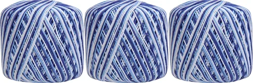 Vista 40 de ThreadArt - Hilo de ganchillo 100% algodón, talla 3, color azul mezclilla jaspeado, 49 Soft pure cotton crochet thread for lace, doilies