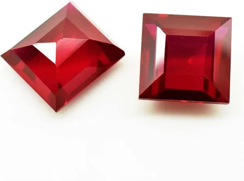 Vista 3 de Ramagems - Piedra preciosa suelta de rubí rojo natural para hacer joyas, corte rectangular, de 7 a 8 unidades cada par, piedra preciosa de rubí