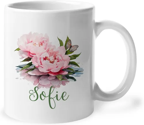 Vista 17 de Taza personalizada para amantes de los girasoles con nombre, regalos personalizados para amantes de las flores, taza de café de cerámica