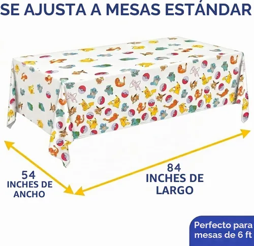 Vista 4 de Paquete de 2 manteles de Pokémon, decoraciones de cumpleaños de Pokémon