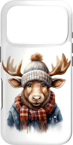 Vista 30 de Cute Moose with Winter Hat & Scarf Case for iPhone 17