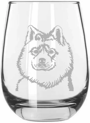 Vista 565 de Shar Pei (chino) - Vaso de vino sin tallo grabado para perro, 15.25 onzas