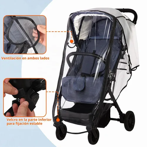 Vista 3 de Funda transparente para cochecito de bebé, mantiene al bebé seco