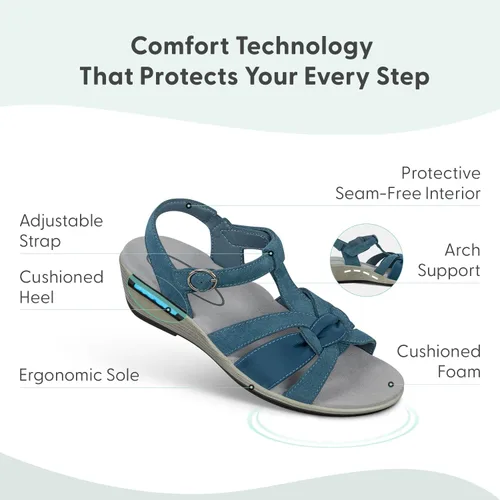 Vista 3 de Orthofeet Sandalia ortopédica de cuña Gladiador ajustable para mujer