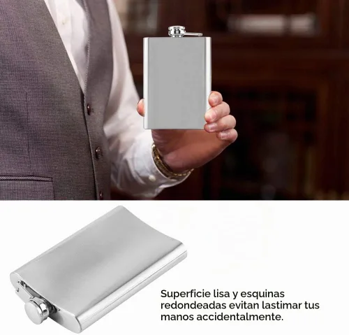 Vista 5 de Frasco de cadera, frasco de licor de acero inoxidable a prueba de fugas de 10 onzas con embudo para vino de whisky, contenedor de alcohol