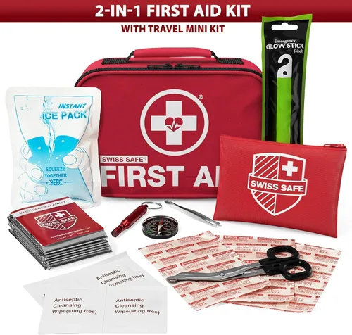 Vista 2 de 2-pulgadas-1 kit de primeros auxilios (120 piezas) + Bonus 32-Piece Mini Kit de primeros auxilios: Compact para en casa, al aire última
