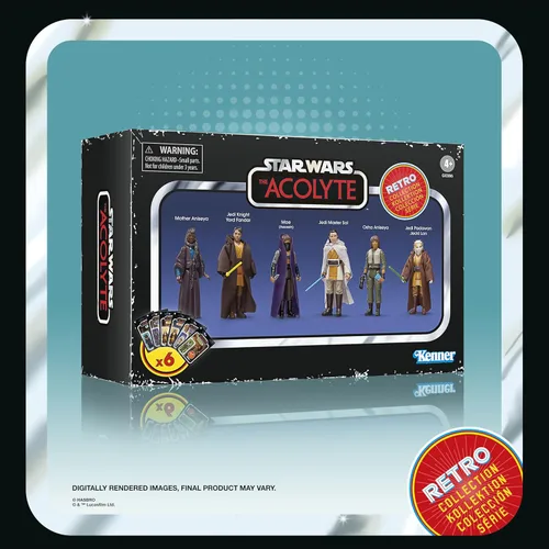 Vista 28 de STAR WARS Retro Collection The Acolyte - Paquete múltiple de figuras de acción coleccionables de 3.75 pulgadas, paquete de 6