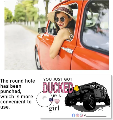 Vista 4 de You've Been Ducked You Just Got Ducked By a Car Girl Tarjeta de juego de pato de pato Etiqueta de tarjeta de pato Paquete de 50