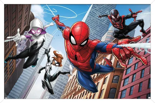 Vista 9 de Trends International Marvel Comics - Póster de pared de Spider-Man - Web Heroes, 14.725 x 22.375 pulgadas, versión enmarcada de madera de granero