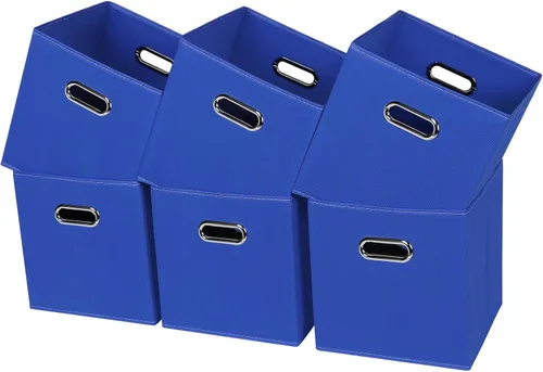 Vista 8 de Contenedores de almacenamiento de tela negra, 13 x 13 x 13 pulgadas, cajas de almacenamiento plegables con doble asa, caja organizadora de tela