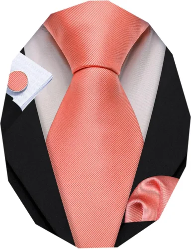 Vista 151 de Barry.Wang Juego de corbatas a cuadros para hombre con pañuelo gemelos de rayas clásicas