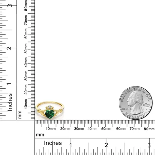 Vista 26 de Gem Stone King Anillo de compromiso claddagh celta irlandés de oro amarillo de 10 quilates con piedra preciosa en forma de corazón de 0.236 in