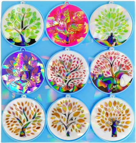 Vista 6 de LIANXUE Molde de silicona con patrón de árbol de vida, molde de resina holográfica, llavero de bricolaje, adorno de joyería, herramienta colgante