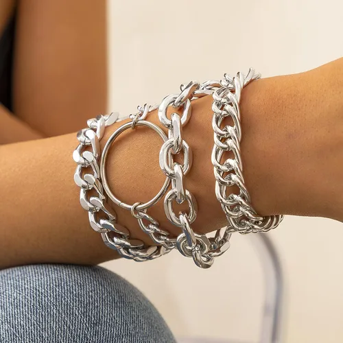 Vista 55 de Long tiantian Pulsera de oro gruesa para mujer, pulseras de oro delicadas, pulseras para mujer, pulseras apilables de eslabones de cadena