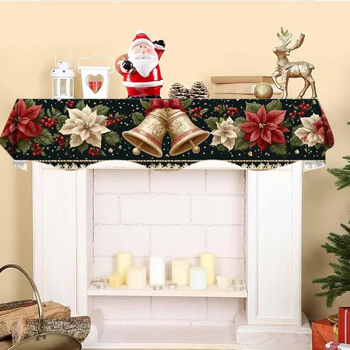 Vista 2 de NYZE Bufanda para Repisa de Chimenea Navideña 60 x 17 Pulgadas Cubierta Decorativa para Repisa de Chimenea de Navidad Camino de Mesa para Repisa