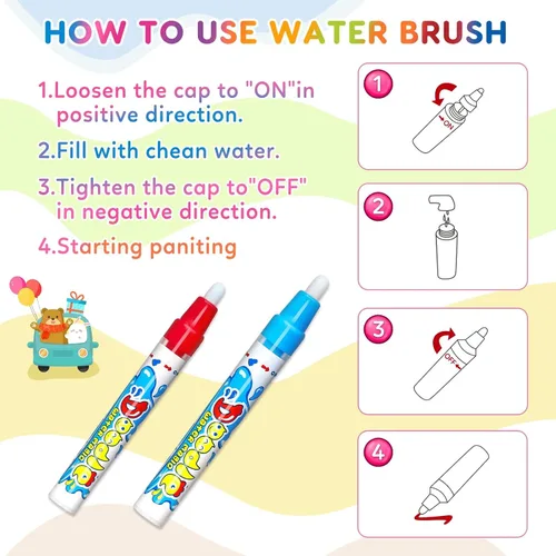 Vista 7 de Juguete para niños pequeños Wedopro: tapete de garabatos de agua de 40 x 30 pulgadas, sin desorden, para colorear y dibujar, con secado instantáneo