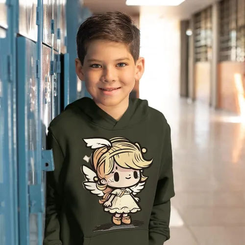 Vista 3 de Angel Print Kids' Sponge Fleece Hoodie - Funny Kids' Hoodie - Cute Design Hoodie for Kids