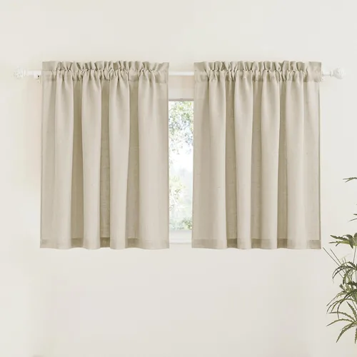 Vista 27 de RYB HOME - Cortinas de lino texturizado semitranslúcidas, privacidad media, filtro de luz, decoración de ventana para dormitorio/baño/sala de estar