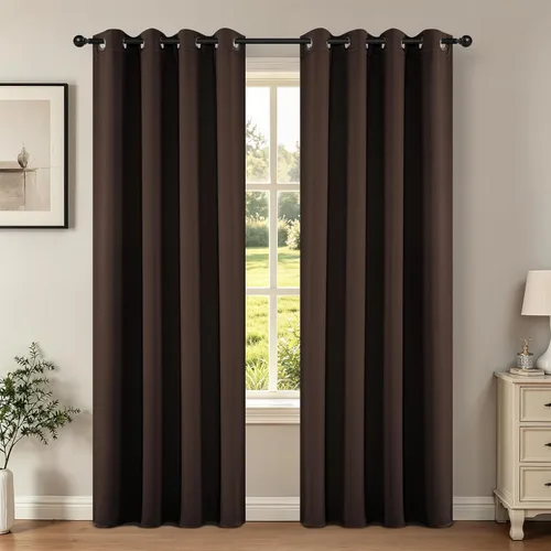 Vista 72 de Joydeco - Juego de 2 paneles de cortinas opacas de 63 pulgadas, 2 cortinas largas con aislamiento térmico burg, cortinas de oscurecimiento