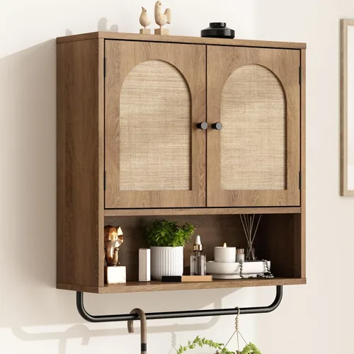 Vista 10 de RUSTOWN Gabinete de pared del cuarto de baño de la rota, boho, boho, con 3 Roble natural