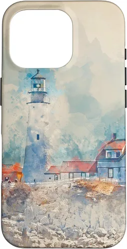 Vista 20 de iPhone 16 Artistic Lighthouse Painting Case
