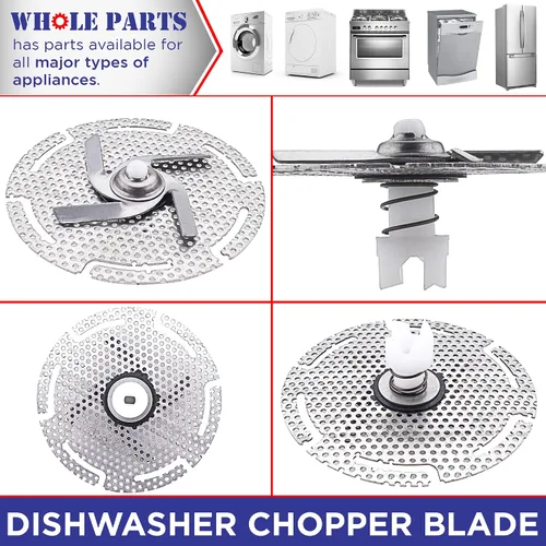 Vista 6 de Whole Parts - Cuchilla para picadora de lavavajillas mejorada # W11246682 - Repuesto y compatible con algunos lavavajillas Whirlpool - Reemplaza