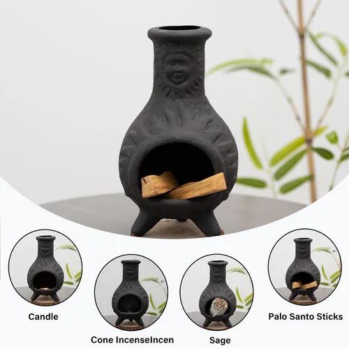 Vista 5 de MOUGIGI Soporte de Palo Santo Hecho a Mano y Quemador de Conos de Incienso - Elegante Accesorio para Limpias de Salvia con Capacidad para Rituales