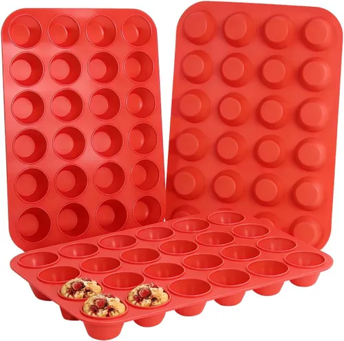 Vista 19 de CAKETIME Moldes de silicona para magdalenas para hornear, molde de tamaño regular para magdalenas, molde para hornear moldes de silicona